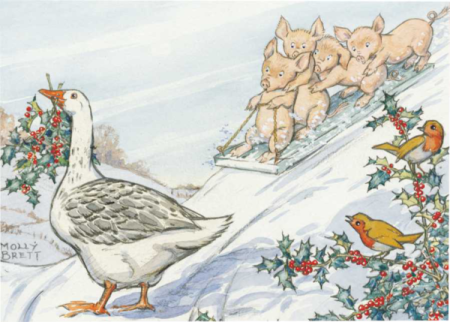 Postal card Robin and Rosehips (Molly Brett)