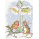 Postkaart Robin And Mouse Under Christmas Rose  (Molly Brett) 141