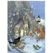 postkaart A Rabbit Carrying a Christmas Tree (Molly Brett) 092