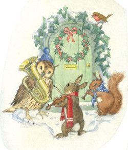Postal card Birds and Holly  (Molly Brett) 274