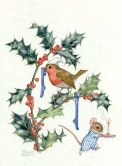 Postal card Birds and Holly  (Molly Brett) 274