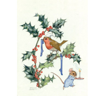 Postkaart  Christmas Robin And Mouse  (Molly Brett) 276