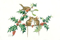 Postkaart Birds and Holly  (Molly Brett) 274