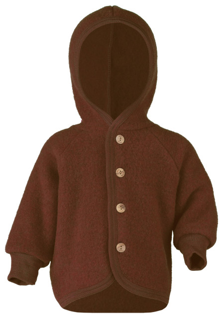 Engel woolfleece jacket with hood cinnamon melange