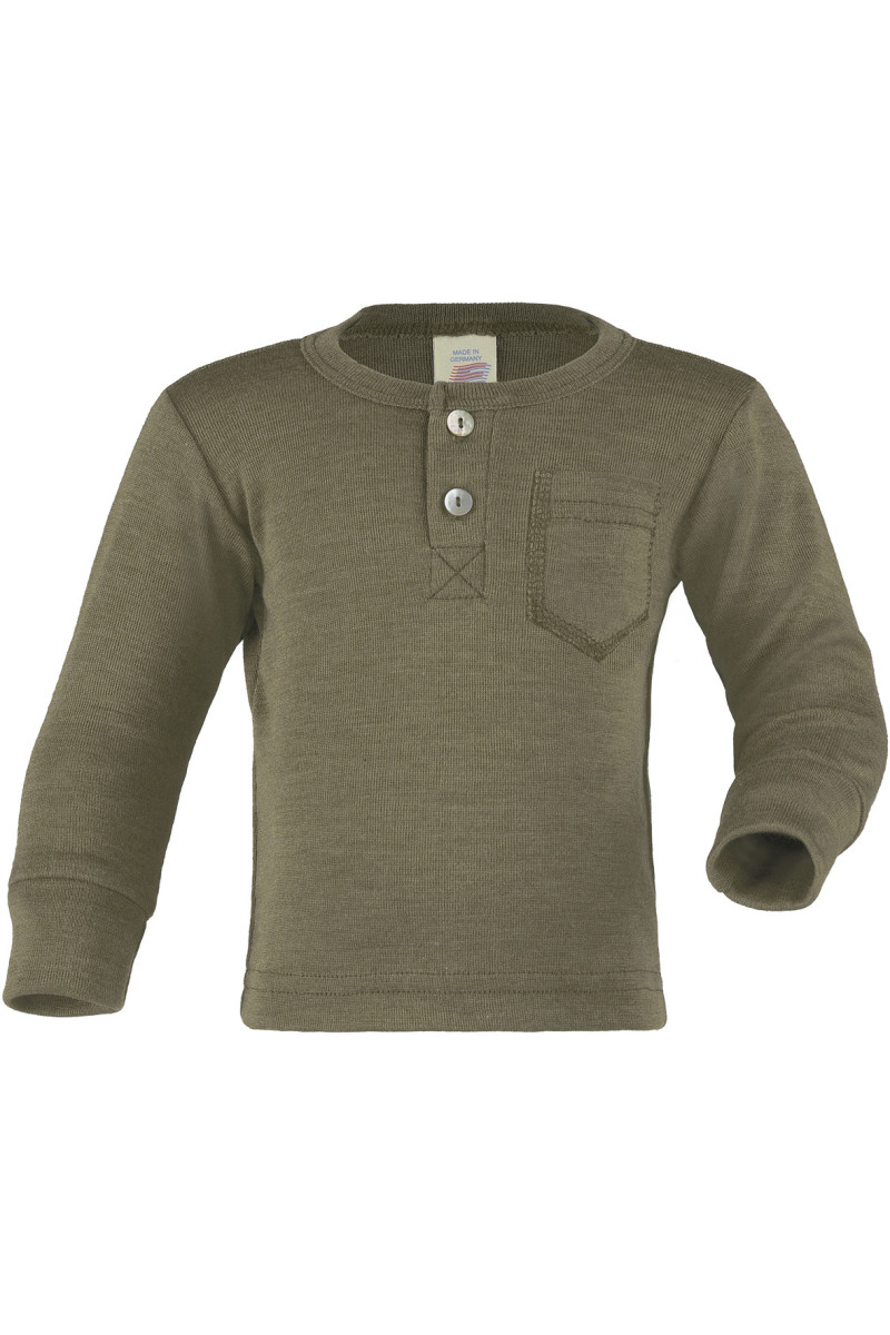 Engel wolzijde  longsleeve met zakje op de borst Olive