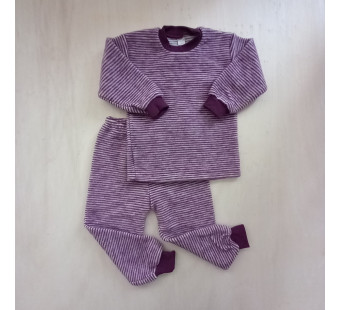 Lilano tweedelige wol plush pyjama paars gestreept (250900)