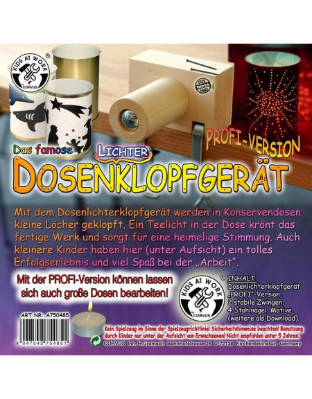 Kids at work complete set to make lanterns from tins