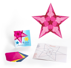 Fensterstern setje om sterren te maken magenta, geel, blauw