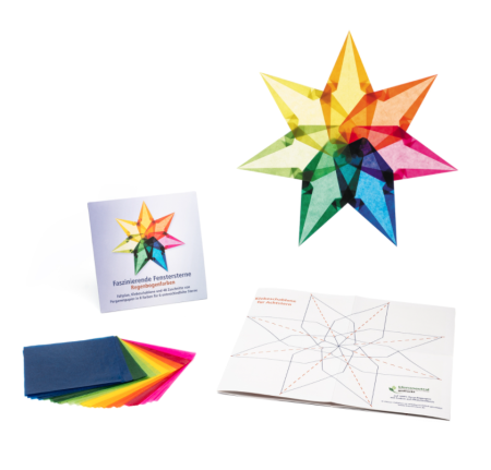 Fensterstern set to make perkament stars in rainbow colours  from 10 years
