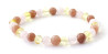 Barnsteen elastische armband voor volwassenen lemonkleurig met zonnesteen en quartz