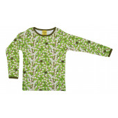 Duns katoenen longsleeve met wilgenkatjes groen