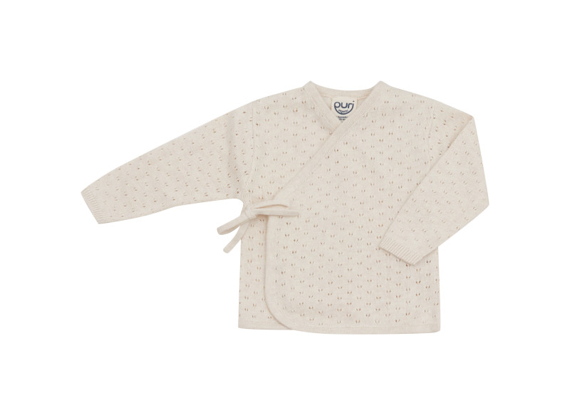 Puri organics ajour vestje naturel 80% katoen 20% zijde