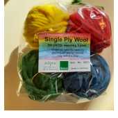 Filges set van 4 bollen biologische wol om te weven rood geel groen blauw