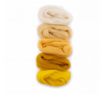 De Witte Engel Meervilt european merino wool roving  5X10gr white/yellow