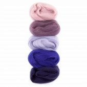 De Witte Engel Meervilt european merino wool roving  5X10gr pink/purple