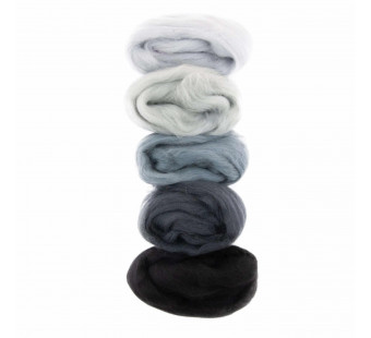 De Witte Engel Meervilt europese merino lontwol 5X10gr grijs/zwart De Witte Engel Meervilt europese merino lontwol 5X10gr grijs/zwart