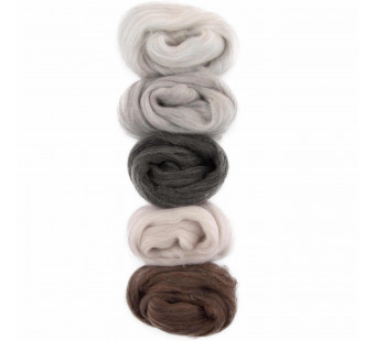 De Witte Engel Meervilt europese merino lontwol 5X10gr natureltinten gemeleerd De Witte Engel Meervilt europese merino lontwol 5X10gr natureltinten gemeleerd