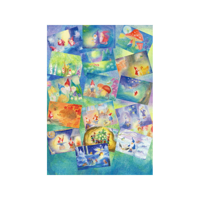 Set of 16 cards with dwarfs made by Dorothea Schmidt