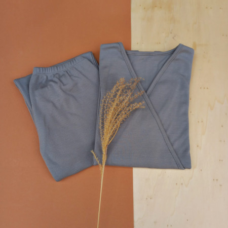 Green Rose merinowollen borstvoedingspyjama grijs