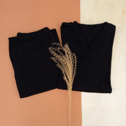 Green Rose merinowollen borstvoedingspyjama zwart