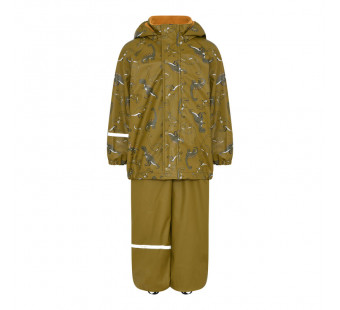 Celavi padded polyester rainsuit nutria with dinos