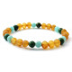 Raw Honey Amber Adult Stretch Bracelet Mixed With Amazonite and Jade Gemstone