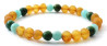 Raw Honey Amber Adult Stretch Bracelet Mixed With Amazonite and Jade Gemstone