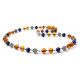 Amber Authentic Cognac Necklace Mixed With Labradorite and Blue Lapis Lazuli