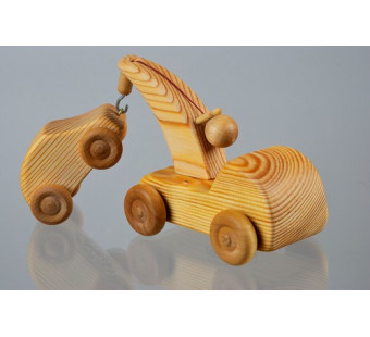Debresk kleine houten takelwagen met losse auto