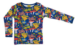 Duns Sweden  katoenen longsleeve Amanita paddenstoelen blauw