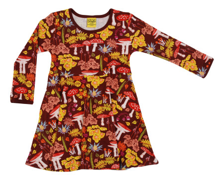 Duns Sweden long sleeved skater dress amanita madder brown