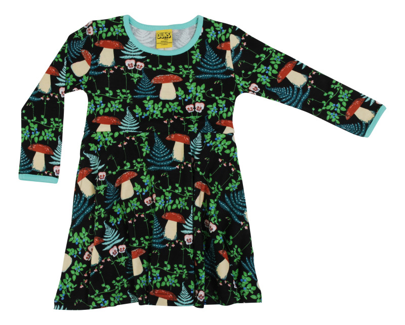 Duns Sweden katoenen skater jurk linnae black paddenstoelen zwart