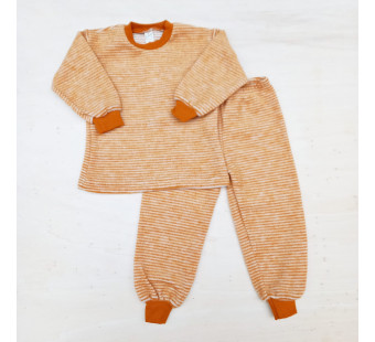 Lilano tweedelige wol plush pyjama curry gestreept (250900)