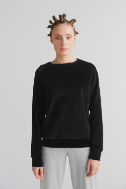 Leela cotton velvet longsleeve black