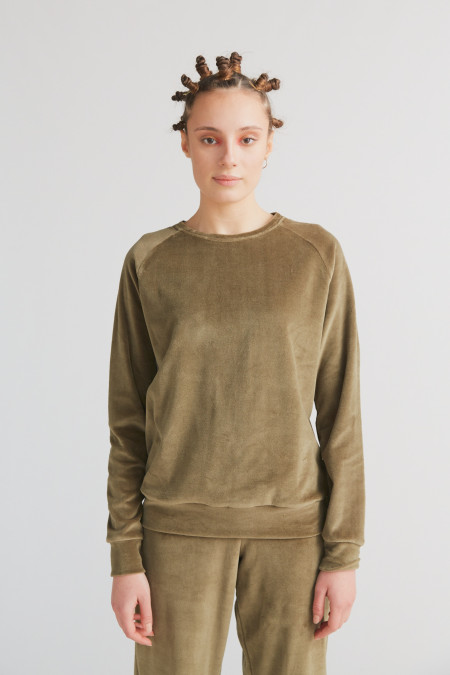 Leela cotton velourse longsleeve zwart