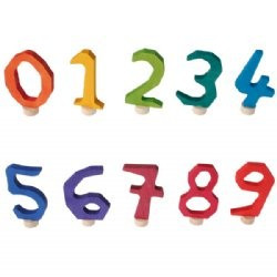 Grimm steker cijfer 0-9 regenboog kleuren (effen)