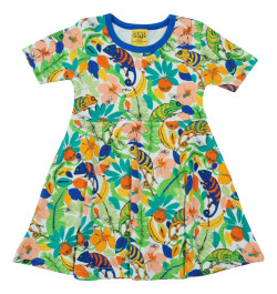 Duns Sweden short sleeved skater dress coltsfoot blue