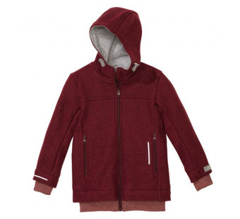 Disana gekookte wollen outdoor jas met boorden cassis Disana gekookte wollen outdoor jas met boorden cassis