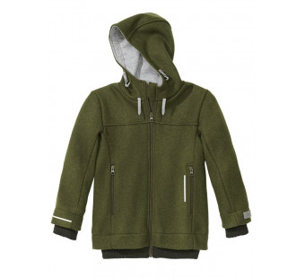Disana gekookte wollen outdoor jas met boorden olive Disana gekookte wollen outdoor jas met boorden olive
