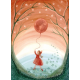 Postal card Girl with Moon Balloon - Bijdehansje