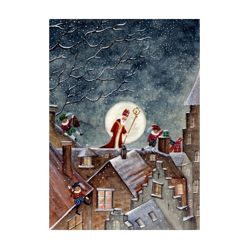 Postkaart Sint - Bijdehansje