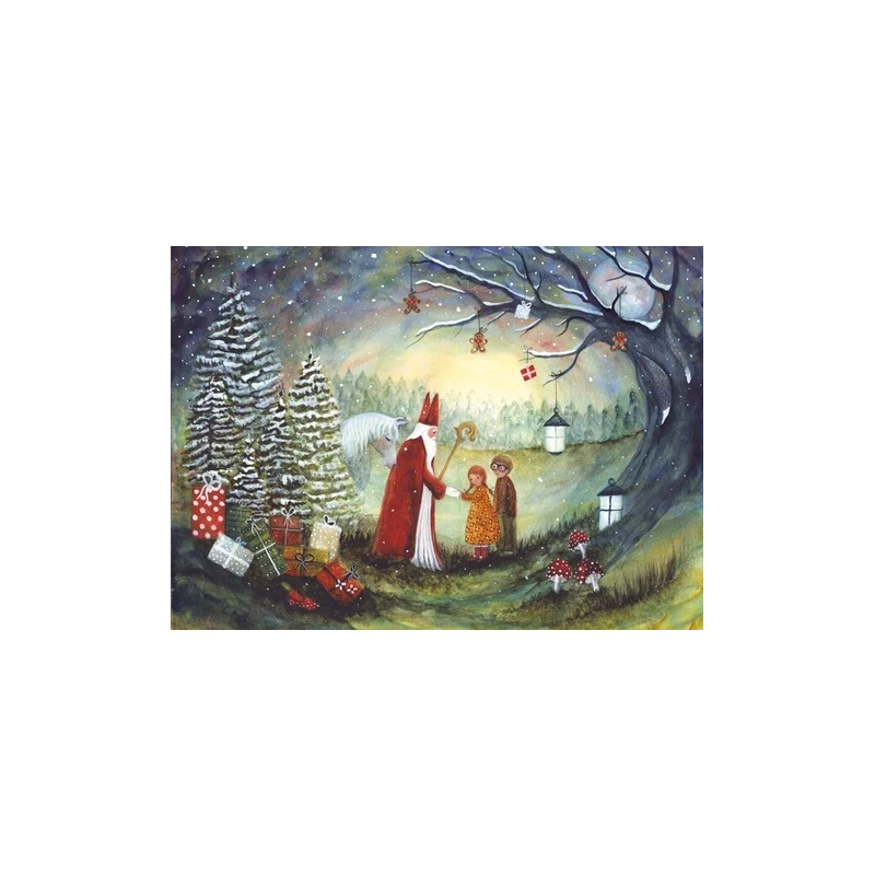 Postkaart Sint Nicolaas- Bijdehansje