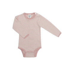 Puri organics gebreide romper  80% katoen 20% zijde misty rose/naturel