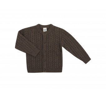 Puri organics cardigan chocolade 80% cotton 20% wool