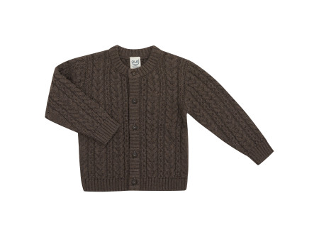Puri organics cardigan chocolade 80% cotton 20% wool