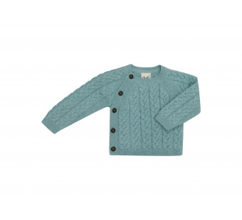 Puri organics cardigan surf green 80% cotton 20% wool