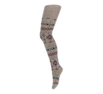 MP Denmark woolen stocking  winter pirnt light brown melange (39110)