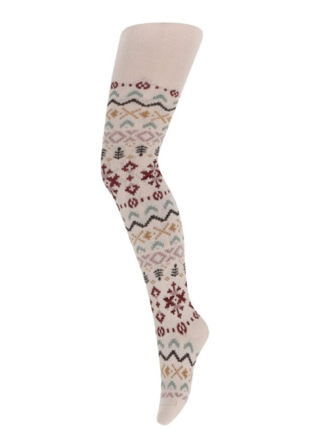MP Denmark woolen stocking  winter pirnt light brown melange