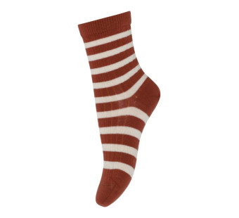 MP Denmark rib socks striped  rustic clay (4194)