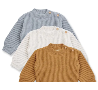 Sense Organics katoenen gebreide babytrui lichtgrijs Sense Organics katoenen gebreide babytrui lichtgrijs